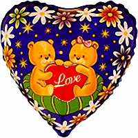 FM с рисунком 18" Сердце 201557 Мишки с сецем фольга