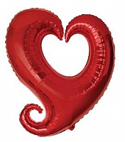 FM фигура большая 901500 Сердце в сердце с хвостиком Фольга красное